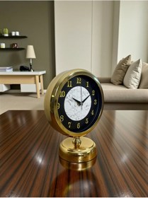 Resim Büro Ev Ofis Hediyesi İçin 25x20cm Golden Metal Mermer Stil Masa Saati Diğer 