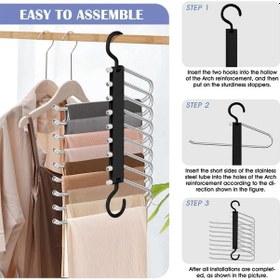 Resim Geeroyoo 5'li Katlanır Pantolon Askısı, Dikey Ve Yatay Kullanım İmkanı, Kaymaz Tasarım, Dolap Düzenleyici, Kompakt Depolama Çözümü Siyah 