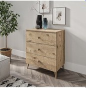 Resim Gardenya 3 Çekmeceli Meşe Şifonyer - Tamamı 1. Kalite Mdf 