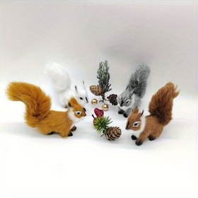 Resim El Yapımı Simüle Edilmiş Sincap Figürü, Tatil Süslemesi 