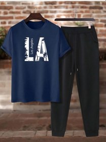 Resim Unisex 2'li Los Angles Baskılı Eşofman Takımı Lacivert 