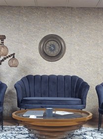 Resim Zafir İstiridye Takım Siyah Boyalı Telli Ayak Çay Seti Koltuk Takımı Füme 