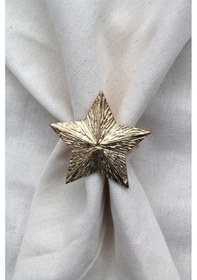 Resim 12 Adet Dekoratif Gold Star Nova Peçete Halkası - Napkin Ring 
