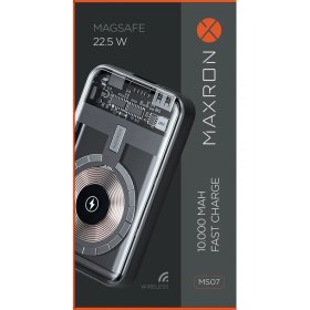 Resim Maxron Pd 22.5W 10000 mAh. Magsafe Özellikli Entegre Kablolu Powerbank 