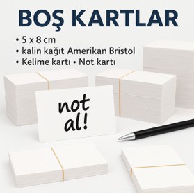 Resim OzmeralBaskı Boş Kartvizit Boy - 250 Adet - 8x5 cm Kalın Not Kağıdı - Yazı ve Tasarım İçin Uygun 