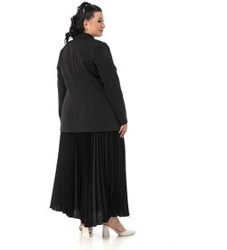 Resim Disentis Modest Büyük Beden Pileli Etek Ceket Siyah İkili Takım Siyah 
