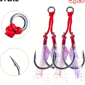 Resim 5 Adet Çift Balık Yardımcı Kanca, Glow Renkli Kağıt Ile Yardımcı Jigging Kanca, Yavaş Pitch Jigs Ve Dikey Jigging Yemleri Için Balıkçılık Aksesuarları 