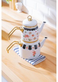 Resim Acar Qualıta - Luma Alt-üst Emaye Mini Çaydanlık Takımı Renkli 