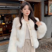 Resim Kadınlar için Şık Kore/İlhamlı Sahte Tilki Kürkü Ceket - Peluş Yaka ve H-Çizgi Fit, Düğmeli Kapatma Özellikli Gri Beyaz Sonbahar & Kış Casual / Resmi Giyim (Grey/White), Kadınlar İçin Kışlık Giysiler, Kadınlar İçin Ceketler, Kadınlar için kışlık ceket, Kadınlar İçin Montlar, Kadın Kışlık Mont, Kadınlar için kışlık montlar, Kadınlar İçin Kışlık Giyim, Kadın Sonbahar Kıyafetleri, Kadınlar İçin Kışlık Ceketler, Kadınlar İçin Kışlık Montlar, Kadınlar için kışlık montlar, 