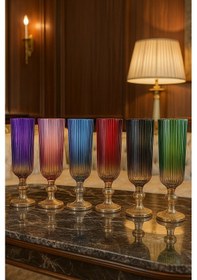 Resim Julia Çift Renk Kristal Ayaklı Kahve Yanı Su Ve Meşrubat Bardağı Sunum Bardağı Çok Renkli 