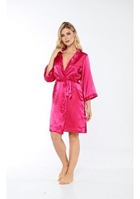 Resim Sistina Bayan Fuşya Saten Sabahlık 14007 Fuşya 