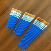 Resim 30/40 Parça Düz ve Yuvarlak Başlı Fırça Seti, Sanat Boyama Malzemeleri, Dayanıklı ABS Malzeme, Mavi ve Sarı Fırçalar 