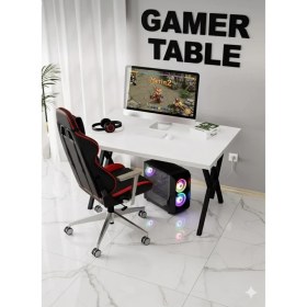 Resim Modülare Profesyonel Oyuncu Masası Siyah Bilgisayar Çalışma Masası 120 cm Gamer Table 