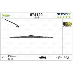Resim VALEO 574129 Silecek Supurgesi Silencio Yolcu Tarafi 450Mm ( Renault : Laguna / Clio II / Toyota Corolla Uyumlu ) 45 191955427 (WT358422) 