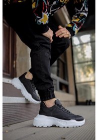 Resim Knack Yüksek Taban Günlük Ayakkabı N75 Siyah (Beyaz Taban) 