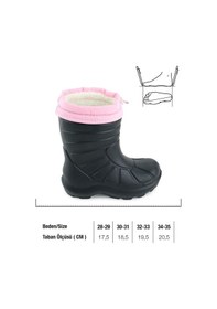 Resim Gezer Kız Çocuk Kışlık Eva Boğazdan Lastikli Sessiz Taban Kar Bot Çizme Siyah - Pembe 