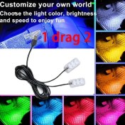 Resim Trendooze 1 Tak 2 Mavi Led Araç İçi Aydınlatma Şeridi Koyu Renk Usb Dekoratif Işık Oto Aksesuar 