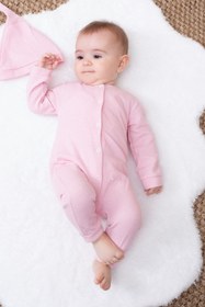 Resim Bubito Tarz Şapkalı Çıtçıtlı Waffle Penye Bebek Tulum-pembe 
