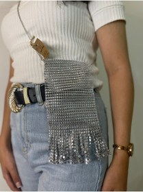 Resim SmY Bag Marka Astarsiz Püsküllü Telefon Çantası Parıltılı 