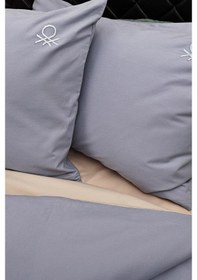 Resim Benetton Home Gri Çift Kişilik Ranforce Nevresim Seti Gri 