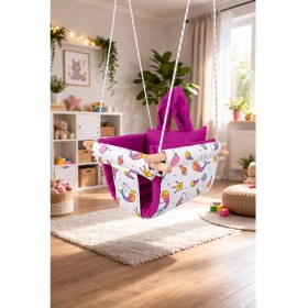 Resim Kesfetify Çocuk Bebek Ev Içi Tavan Salıncağı Unicorn Desenli Çift Kat Kumaş 50 kg Taşıma Kapasiteli 