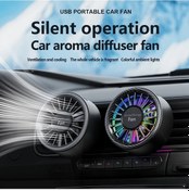 Resim Xuweiwei 3u1 Araç Vantilatörü Soğutma Aromaterapi Aydınlatma Karbon Fiber Siyah 