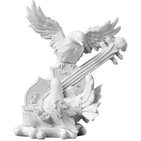 Resim Suntek Çift Güvercin Heykeli Dekoratif Keman-13cmx9cmx16cm Çok 