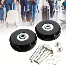 Resim 2 adet Seyahat Bavul Yedek Tekerlekler Aks Tamir Kiti, Metal, 40mm/50mm/60mm Çap, Bavul Aksesuarları 
