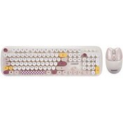 Resim Everest KM-6284 WHISKER Renkli Tuşlu Bej Kablosuz Q Klavye ve Mouse Seti 