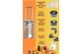 Resim Paslanmaz Çelik 3'ü 1 Arada Smoothie ve Baharat Öğütücü 1000W 
