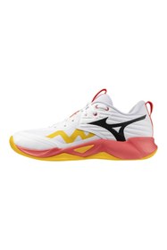 Resim MIZUNO Wave Momentum Pro MID Unisex Voleybol Ayakkabısı Beyaz / Turuncu 