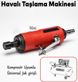 Resim NZB Kompresör Uyumlu Havalı Kalıpçı Taşlama Makinesi Jak Girişli 0.3 HP 25000 Rpm 6.5 Bar 1/4" 6 mm Pens 