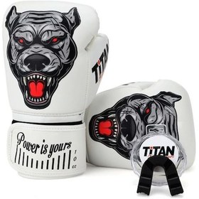 Resim Titan Sport Beyaz Pitbull Siyah Desenli Set Fgr Model-7 Boks Eldiveni Çok Renkli 