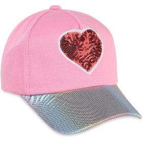 Resim Civil Girls Simli Kırmızı Kalp 4-8 Yaş Çocuk Kız Kep Şapka - Pembe - Pembe / Standart 