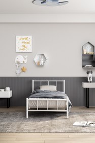 Resim FANO Mira Metal Karyola Beyaz Tek Kişilik Ferforje Yatak 90x190, 90x200, 100x200, 120x190, 120x200 