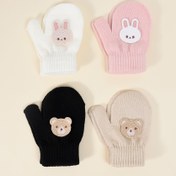 Resim 0-3 Yaş Bebek Kış Eldivenleri, Sevimli Tavşan Ayı Nakışlı Parmaksız Eldivenler, Çocuklar İçin Anti-Çizik ve Sıcak Tek Katmanlı Eldivenler, Günlük Rahat Giyim ve Soğuk Hava Koruması İçin Uygun 