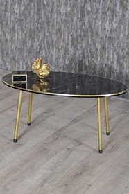 Resim GOLDFALEZ Zigon Sehpa Ve Orta Sehpa Elips Set Çift Gold Bendir Metal 