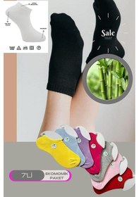 Resim Suadela Giyim Renkli 7'li Bambu Topuk Burun Dikişsiz Kadın Patik 001 