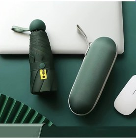 Resim Gateesat Koyu Yeşil Kompakt Katlanır Saklama Kılıflı Rüzgar Geçirmez Kadın Şemsiye 