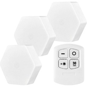 Resim Ayt Powermaster Mx-359 Üçlü Altıgen Kumandalı Pilli Dokunmatik Tezgah Altı Led Aydınlatma Lamba Mutfak Dolap İçi 