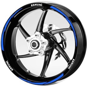 Resim Beyaz- Kanuni -Yazılı-3-Parçalı-Reflektif -Mavi -Jant-Şeridi 