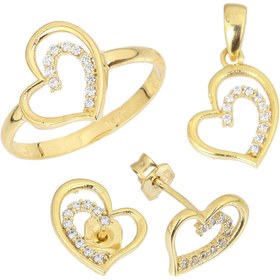 Resim Zirkon Taşlı 3lü Mini Set Altın Rengi Model -10 