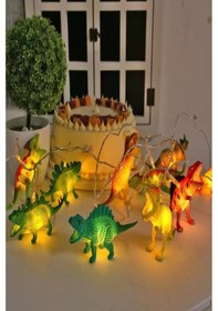 Resim Dinozor String Light Çocuk Bebek Odası Aydınlatma 10 Adet Ledli Dinazor Pilli Işıklı 200 Cm 