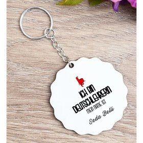 Resim Hediye Dükkanı Kişiye Özel Bayan Almanca Öğretmeni Ahşap Anahtarlık 