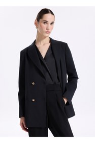 Resim Fabrika Kruvaze Siyah Kadın Blazer F3WL-CKT8 
