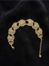 Resim 925 Ayar Geleneksel Telkari El İşi Altın Kaplama Lotus Çiçeği Kelepçe Gümüş Bileklik Gümüş - Rodyum 