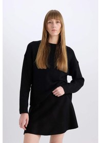 Resim DeFacto A Form Volanlı Triko Mini Etek E5564AX24CWBK81 Siyah 