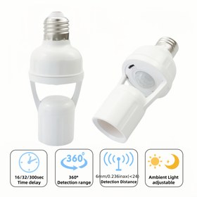 Resim 1 Adet 360 Derece Hareket Sensörlü Işık Tutucu Dedektör Tabanı E27 85-265V Işık Kontrollü Akıllı Ampul Soketi Adaptörü 60W 