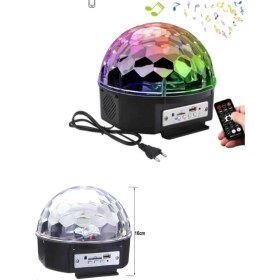 Resim LED Işık Disko Topu Bluetooth Hoparlörlü USB Müzik Çalar Kumandalı 