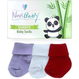 Resim Novibaby 3'lü Bambu Yenidoğan Bebek Çorabı I Country I 0-6 ay "Karışık Renkli" 